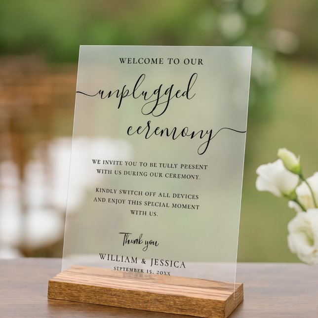 Modern Unplugged Ceremony Wedding Acrylschild (Von Creator hochgeladen)