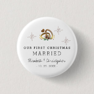 Modern Unser erstes Weihnachten verheiratet Urlaub Button