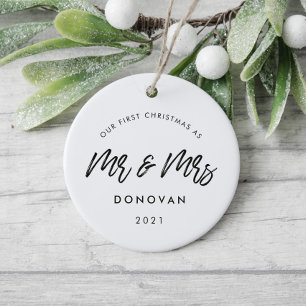 Modern Unser erstes Weihnachtsfest-Foto Keramik Ornament