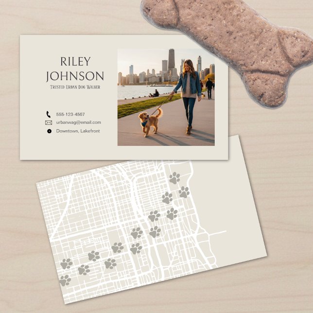 Modern Urban Dog Walker Business Card Visitenkarte (Von Creator hochgeladen)