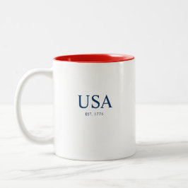 Modern USA Gegründet 1776 Rot Weiß Blau Geschenk Zweifarbige Tasse