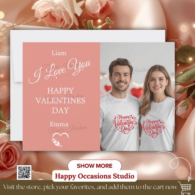 Modern Valentine’s Day Photo Card – Soft Coral Dankeskarte (Von Creator hochgeladen)