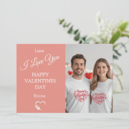 Modern Valentine’s Day Photo Card – Soft Coral Dankeskarte