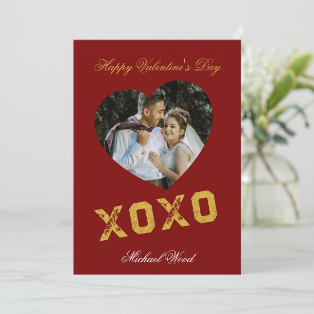 Modern Valentines Day XOXO Love Note Card for Coup Mitteilungskarte (Stehend Vorderseite)