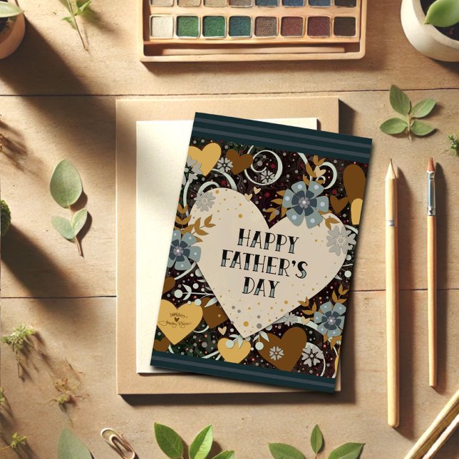 Modern Vatertag Maskuline Blumenherz Karte (Von Creator hochgeladen)