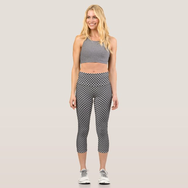 Modern vernetztes Muster Hochwandiger Yoga Capris (Vorderseite)