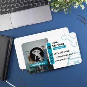Modern Vet Animal Hospital – Schwarz & Blau Visitenkarte