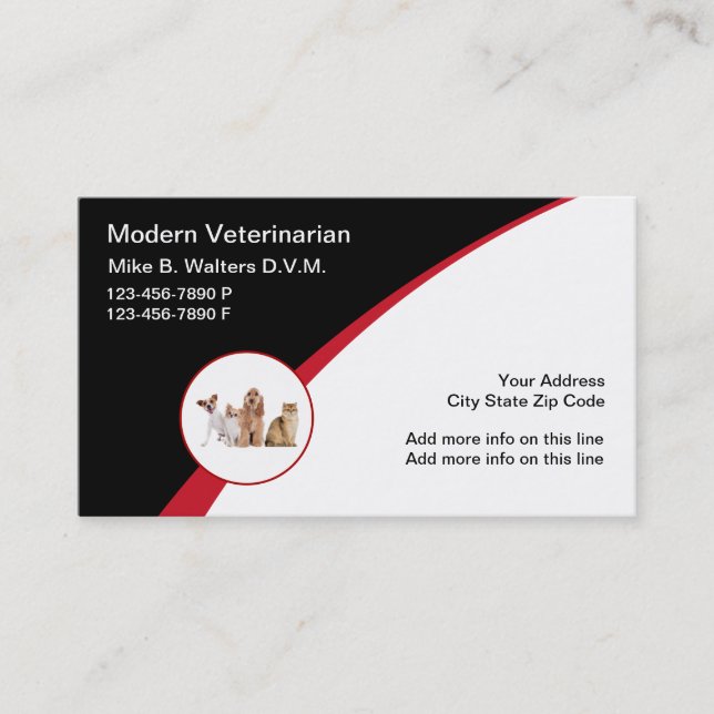Modern Veterinary Logo Emblem Visitenkarten Visitenkarte (Vorderseite)