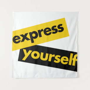 Modern, vibrant, bold graphic of Express Yourself Wandteppich