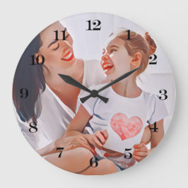Modern vibrant color mother photo art große wanduhr