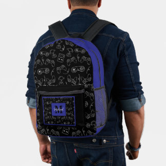 Modern Video Game Controller Gamer Monogram Name Bedruckter Rucksack