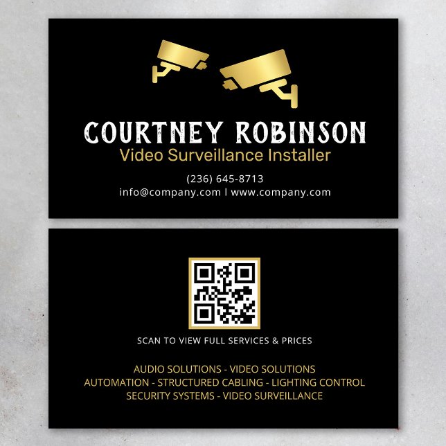 Modern Video Surveillance Installer QR Code Visitenkarte (Von Creator hochgeladen)