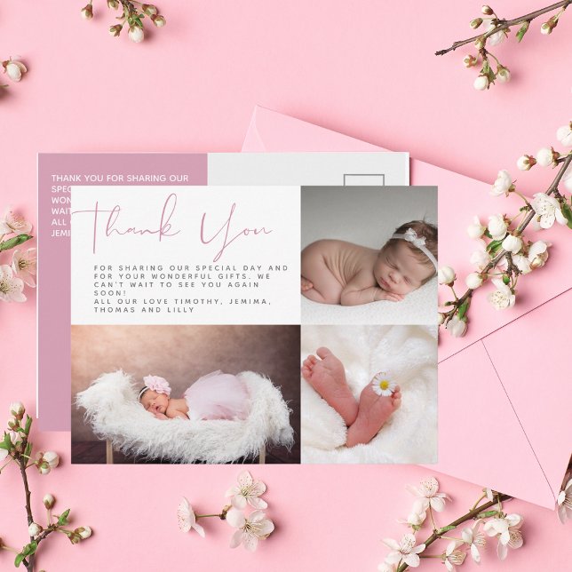 Modern Vielen Dank, dass Sie Foto Card Pink Baby D Postkarte (Von Creator hochgeladen)