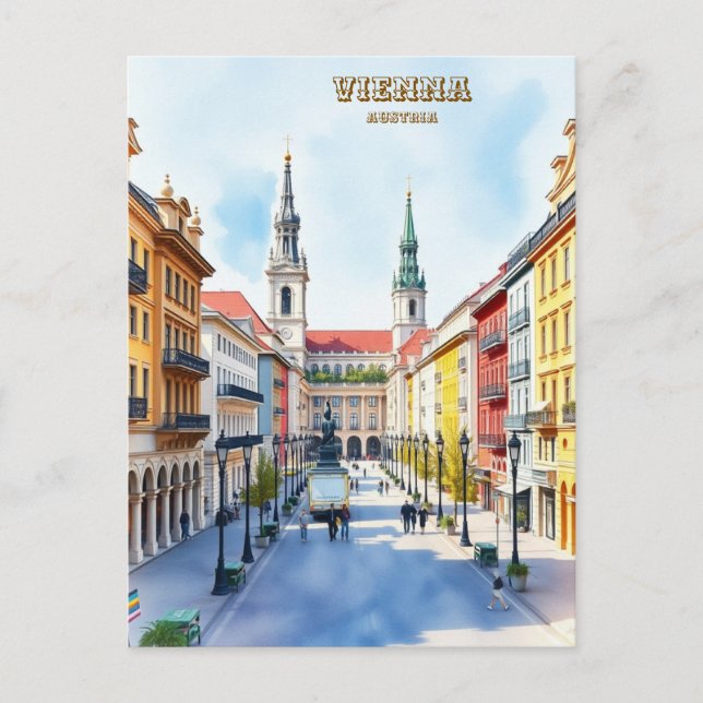 Modern Vienna Austria Aquarellbilder Postkarte (Vorderseite)
