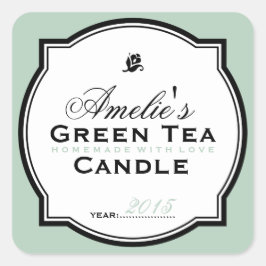 MODERN VINTAG GREEN | PERSONALISIERTE SOAP-KANDLE QUADRATISCHER AUFKLEBER