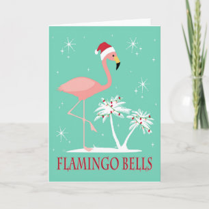 MODERN VINTAG RETRO CHRISTMAS FLAMINGO KARTE