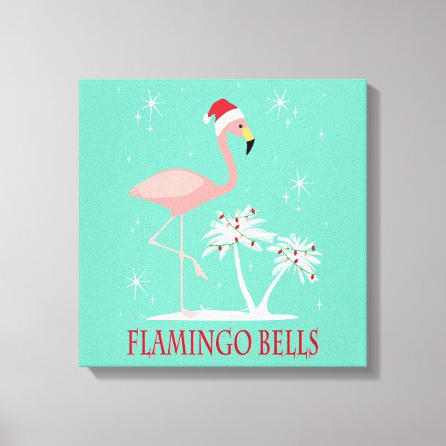 MODERN VINTAG RETRO CHRISTMAS FLAMINGO LEINWANDDRUCK (Vorderseite)