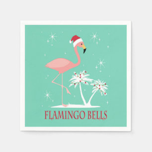 MODERN VINTAG RETRO CHRISTMAS FLAMINGO SERVIETTE
