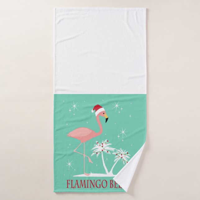 MODERN VINTAGE CHRISTMAS FLAMINGO BADEHANDTUCH (Badehandtuch)