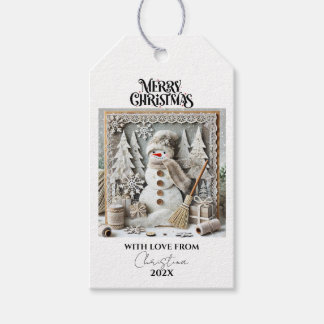 Modern Vintage Christmas Snowman Geschenkanhänger