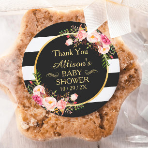 Modern Vintage Floral Decor Baby Shower Thank You Runder Aufkleber