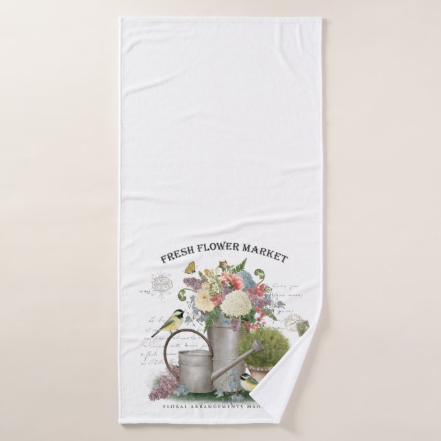 Modern Vintage french farmhouse flower garden Badehandtuch (Badehandtuch)