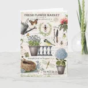 Modern Vintage french farmhouse flower garden Karte