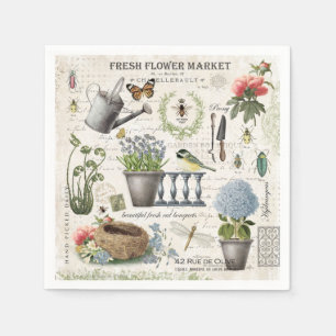 Modern Vintage french farmhouse flower garden Serviette