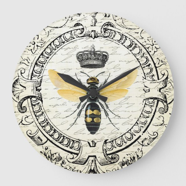 modern vintage french queen bee große wanduhr (Vorderseite)