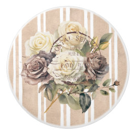 Modern vintage french style botanical stripes keramikknauf