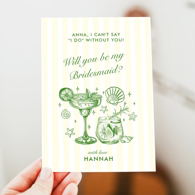 Modern Vintage Green Bridesmaid Proposal Card Einladung (Von Creator hochgeladen)