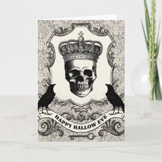 Modern Vintage Halloween skull Karte (Vorderseite)