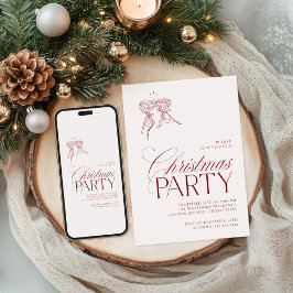 Modern Vintage Red Christmas Party Invitation Feiertagskarte