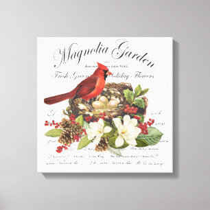 Modern Vintage Weihnachten Kardinal Leinwanddruck