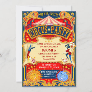 Modern Vintager Zirkus Festival Geburtstag Einladung