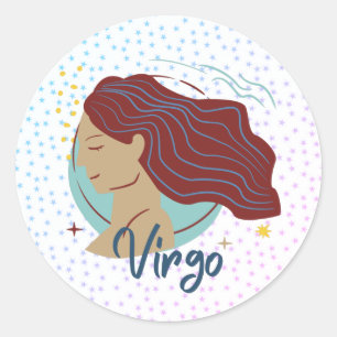 Modern Virgo Woman Zodiac Runder Aufkleber