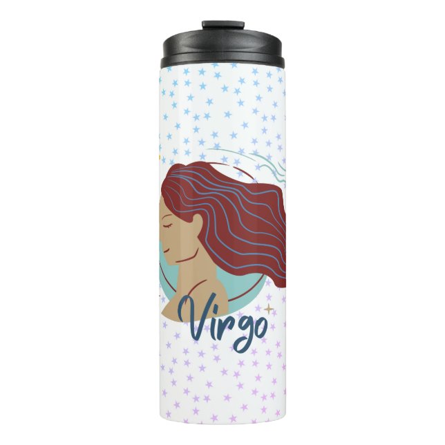 Modern Virgo Woman Zodiac Thermosbecher (Vorderseite)