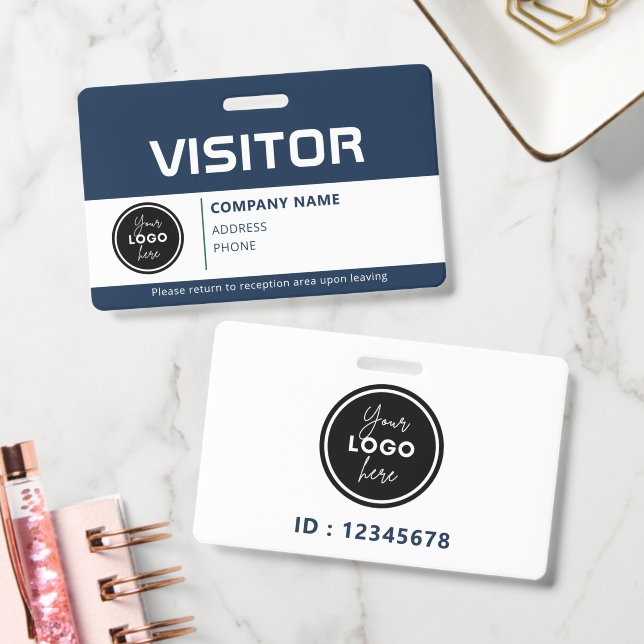 Modern Visitor Pass ID Badge Blue Ausweis (Büro)