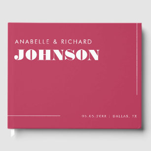 Modern Viva Magenta Bold Typografie Simple Wedding Gästebuch