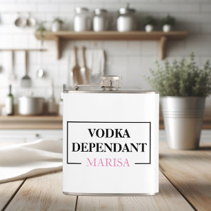 Modern Vodka-abhängige Frau rosa Zitat Flachmann