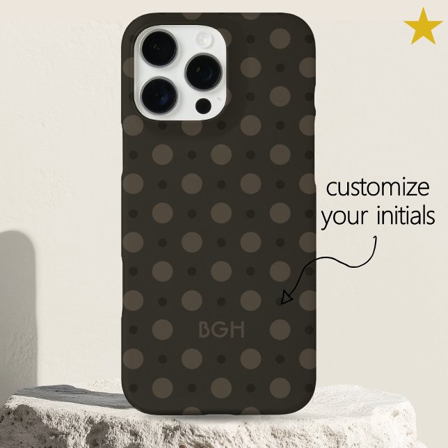 Modern Warm Gray Dots Pattern Custom Name Initials Case-Mate iPhone Hülle (Von Creator hochgeladen)