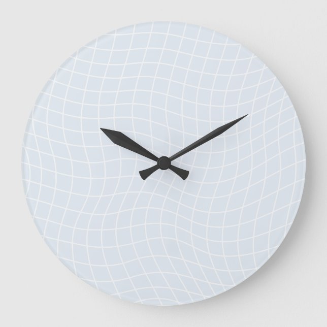 Modern Warped Grid | Minimalist Fluid Geometric Große Wanduhr (Vorderseite)