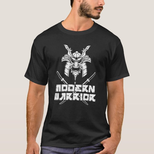 Modern Warrior Samurai japanische Maske T-Shirt (Vorderseite)