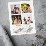 Modern was a year in Review 4 Foto Collage real Folien Feiertagspostkarte<br><div class="desc">Diese einfachen und modernen,  mit Folie gepressten Ferienpostkarten sind perfekt für den Versand an Familie und Freunde in diesem Jahr. Personalisieren Sie sie einfach mit Ihren eigenen Formulierungen und Fotos und vergewissern Sie sich,  dass Sie Ihre Familie und Ihre Freunde wohnen.</div>