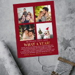 Modern was a year in Review 4 Foto Collage real Folien Feiertagspostkarte<br><div class="desc">Diese einfachen und modernen,  mit Folie gepressten Ferienpostkarten sind perfekt für den Versand an Familie und Freunde in diesem Jahr. Personalisieren Sie sie einfach mit Ihren eigenen Formulierungen und Fotos und vergewissern Sie sich,  dass Sie Ihre Familie und Ihre Freunde wohnen.</div>