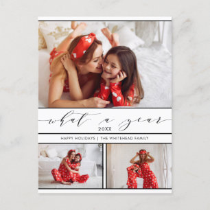 Modern Was für ein Jahr weiß 3 FotoCollage Feiertagspostkarte