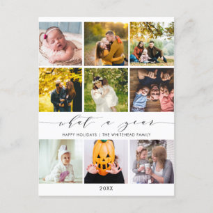 Modern Was für ein Jahr weiße FotoCollage Feiertagspostkarte