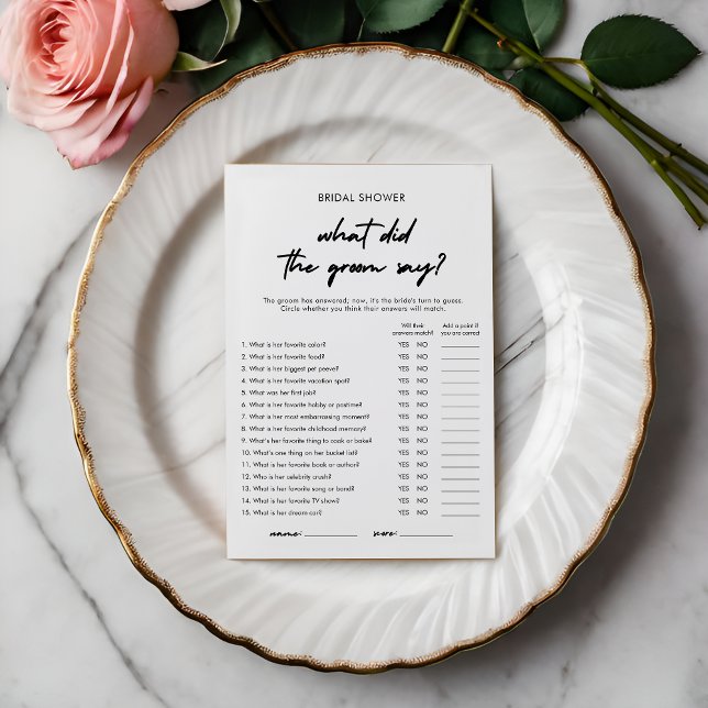 Modern Was hat die "Groom Say Game Card" gemacht? Einladung (Von Creator hochgeladen)