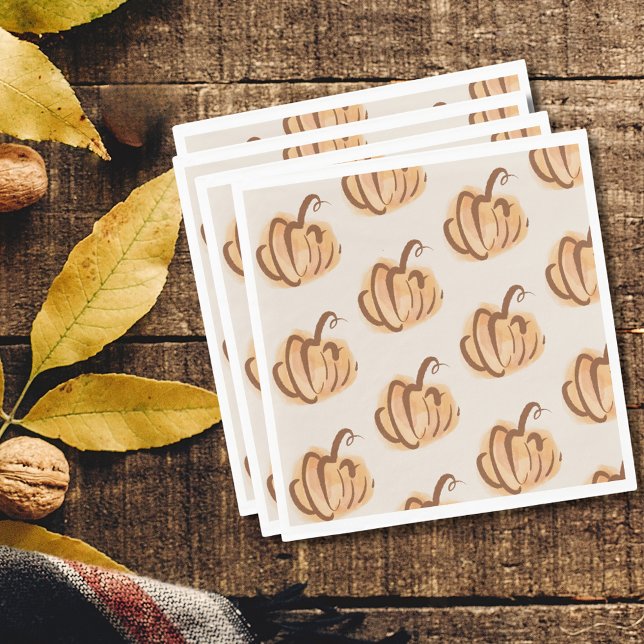 Modern Water Color Pumpkin Autumn Paper Napkin Serviette (Modern Watercolor Pumpkin Autumn Paper Napkin)
