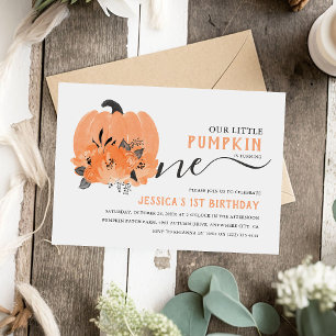 Modern Water Color Pumpkin Herbst 1. Geburtstag Pa Einladung